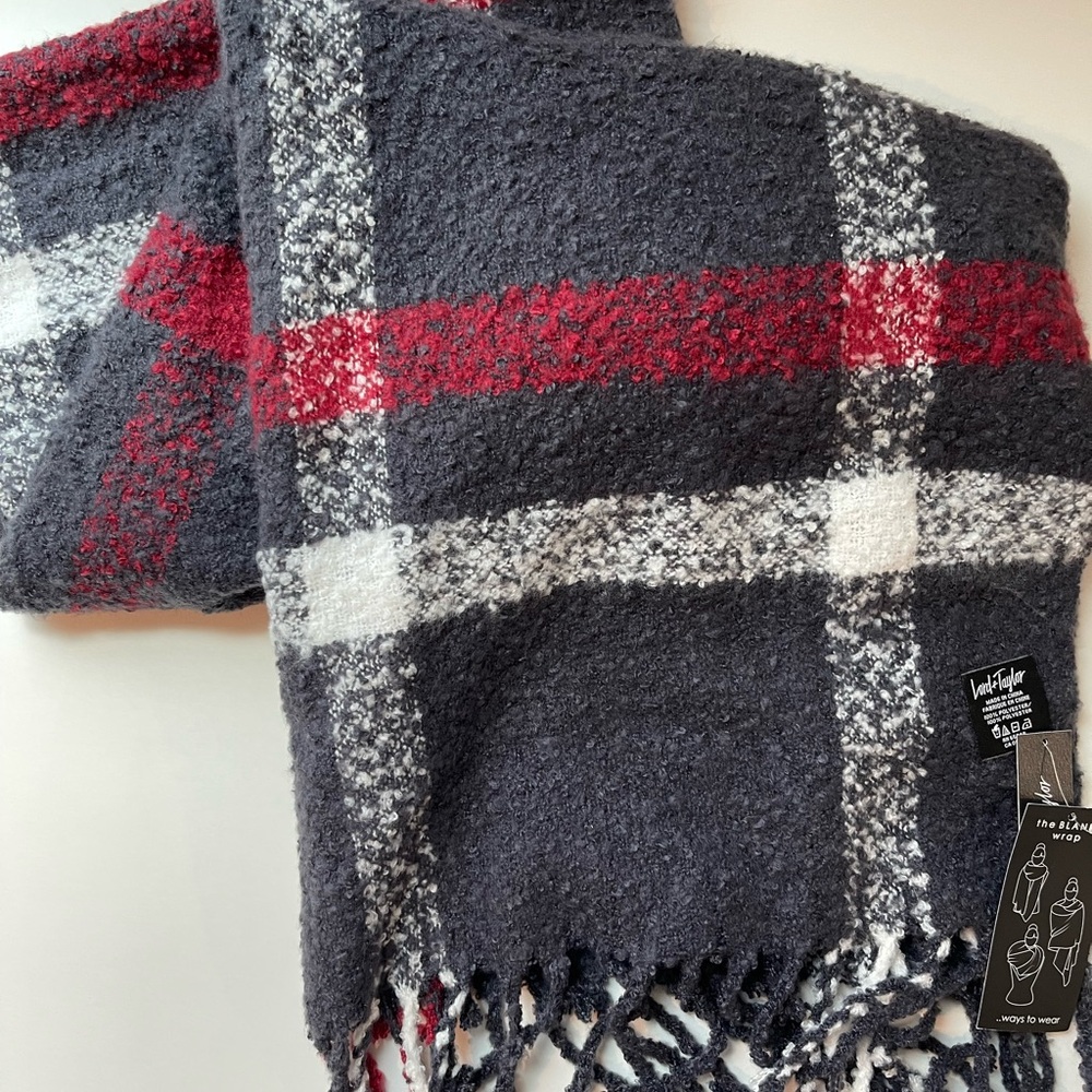 NWT Plaid Wool Scarf with Fringe (NEW with tags)